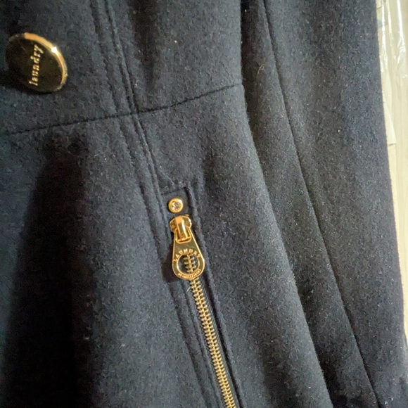 Laundry By Shelli Segal Navy Pea Coat with Gold Accents - Picture 4 of 10